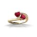 14K Yellow Gold Heart Created Ruby Bypass Ring