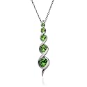 Platinum Overlay Sterling Silver Peridot Pendant, 18"