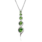 Platinum Plated Sterling Silver Peridot Pendant, 18"