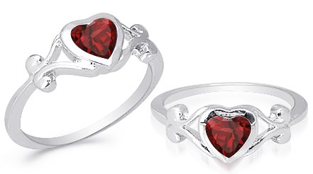 Heart Cut Garnet ring Sterling Silver