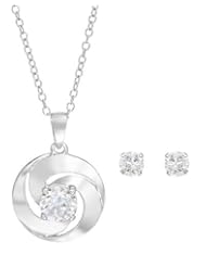 Sterling Silver Cubic Zirconias Women Jewelry Set. Length 18 in. Total Item weight 0.6 g.