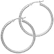 Solid 14KT White Gold 1 1/8 Inch Twist Pattern Hoop Earrings