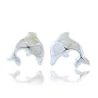 Sterling Silver Natural White Mother of Pearl Shell Dolphin Stud Earrings