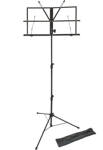 Lawrence LMS02-BK Notenständer (klappbar, verstellbar, Metall, mit Tragetasche) Schwarz