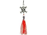 SKULL WITH RED BEADS CELL PHONE CHARM - RETAIL PACKAGING
