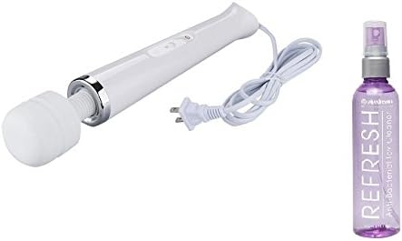 POWERFUL 8 Speed HandHeld massager with soft silicone head - white, + refresh 4oz toy cleaner, US seller, fast shipping