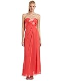 IMAGE OF ABS Allen Schwartz Women's Strapless Chiffon Tucked Gown, Coral, 10