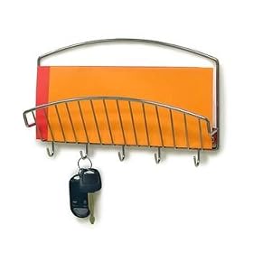 Wall Mounted Letter Holder and Key Rack - Chrome Finish (Chrome) (15.75