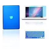 TopCase® 3 in 1 Rubberized ROYAL BLUE Hard Case Cover and Keyboard Cover with LCD Screen Protector for Macbook White 13" (A1342/Latest)+ TopCase® Mouse Pad