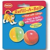 PetSet Refill-A-Ball Catnip Cat Toy 1.5" diameter assorted-color- 2-count
