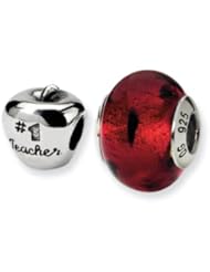 Sterling Silver Teacher Boxed Charm Set for 3mm Bracelets