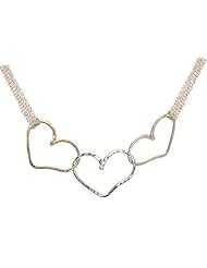 Three Hammered Hearts Necklace, Choice of 14k Gold or Sterling Silver