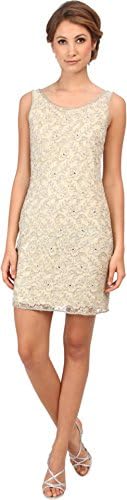 Adrianna Papell Women's Beaded Short Dress Champagne Dress 8
