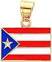 14K Gold Enameled Puerto Rico Flag Pendant
