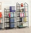 Book Shelf/Bookcase in Black Metal Frame with 4 Tiers of Shelving