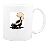 Mug with skunk, white, stripe, smell, black