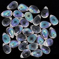 Czech Glass Beads 9mm Drop Crystal Clear AB