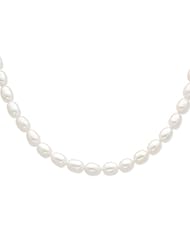 14k 8-8?Mm White Potato Shape Freshwater Cultured Pearl Necklace