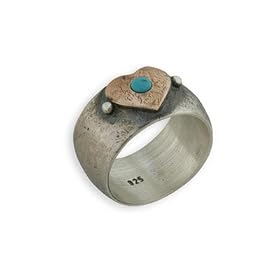 Turquoise Heart Ring in 14K Rose Gold and Sterling Silver