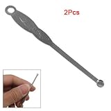 Rosallini Floral Metal Silver Tone Earpick Ear Wax Remover 2 Pcs