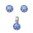 Sterling Silver Pendant/Earring Set - Blue Sphere with Clear CZ - Pendant:9mm, Earrings:9mm