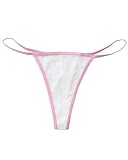Bella Ladies' Contrast Color Bikini Thong 302, Medium, White/Pink