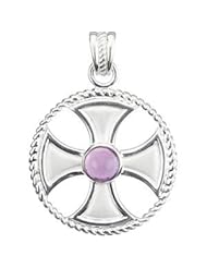 Jewelplus Genuine Amethyst Maltese Rope Cross 14K White 41.25Mmx30.00Mm