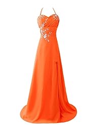 Beaded Halter Chiffon Evening Dress/Homecoming Dress/Bridesmaid Dress/Prom Dress/Wedding Party Dress 