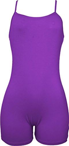 Stretch is Comfort Women's Cotton CAMISOLE UNITARD SHORTIES PURPLE X LARGE