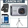 Canon Powershot A495 Digital Camera Kit, - Silver - with 4GB SD Memory Card, Camera Case, Table Top Tripod