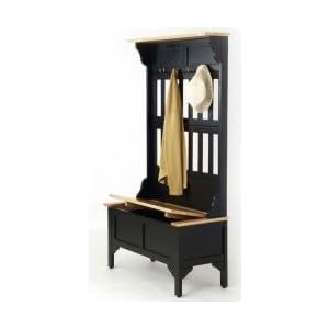 Hall Tree and Storage Bench - Black