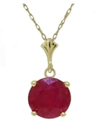 14k Gold Pendant Necklace with Genuine Ruby
