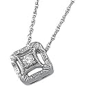 14K White Gold Diamond Pendant Slide With 18 Inch Chain