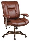 Deluxe Leather 2-to-1 Synchro Tilt Managers Chair In Wine Finish By Office Star