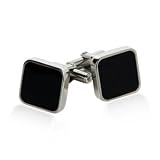 Hip Black Enamel Square Stainless Steel Cufflinks with Presentation Box by Cuff-Daddy