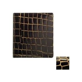 Raika #161 Handcrafted Top Grain Leather, 8-in x 11-in Three Ring Binder Photo Album, Crocodile Print With Gold Highlights, Color: Jungle Black