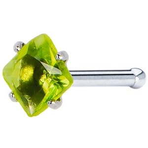 18 Gauge Peridot Green Cubic Zirconia Nose