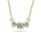 1.00 CTW Green Amethyst Three Stone Pendant Necklace 14K Yellow Gold