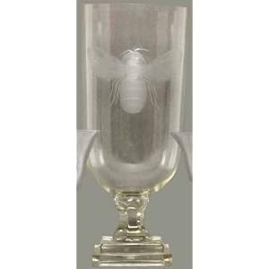 Individually Hand Etched Honeybee Glass Tall Urn 12 3/4\”H, 5 1/2\”D