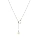 Sterling Silver White Freshwater Cultured Pearl Heart-Shaped Chain Lariat Necklace (7.5-8mm), 17.5"