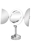 Zadro Surround Light Dual Sided Lighted Fluorescent Pivoting Mirror, Satin Nickel