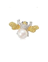 Bee Pin in Yellow and White CZ