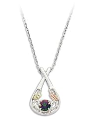 Black Hills Gold Pendant with 5mm round mystic fire topaz in Sterling Silver