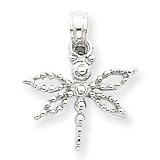 14k White Gold Mini Dragonfly with Cut-out Wings Pendant