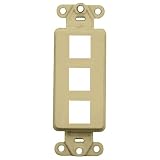 Leviton 40753-BI QuickPort Decora Wall Plate Insert, 3-Port, Ivory