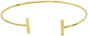 Thin T Square Wire Bangle - Gold