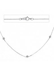 14K White Gold Bezel Diamond Necklace By-the-yard (0.1 CTW., G-H Color, SI1-2 Clarity) - 17" Inches