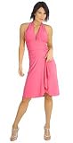 Sexy Short Evening Club Cocktail Halter Dress with Sarong Short Skirt from Hot Fash Dresses - CONTESSA Pink