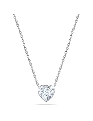 Willow Milestone 1 tcw Floating Heart White CZ 14K Gold Bezel Necklace
