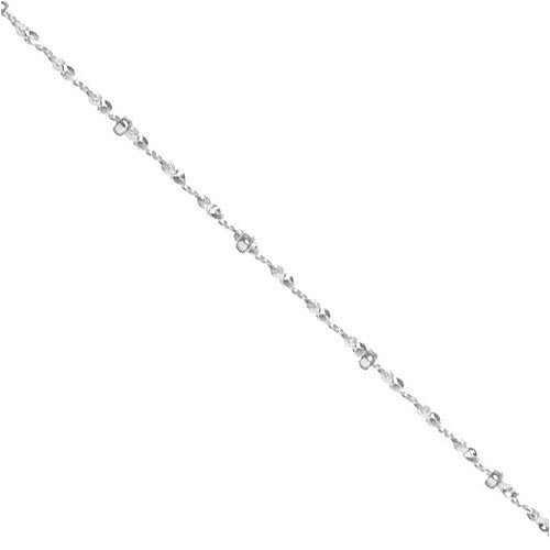 Sterling Silver Twisted Diamond Cut With Balls 9-10in Adjustable Anklet